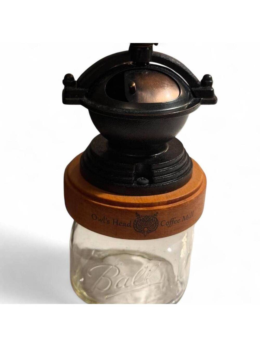JK Adams Owl's Head Coffee Mill Manual Grinder with Glass Jar